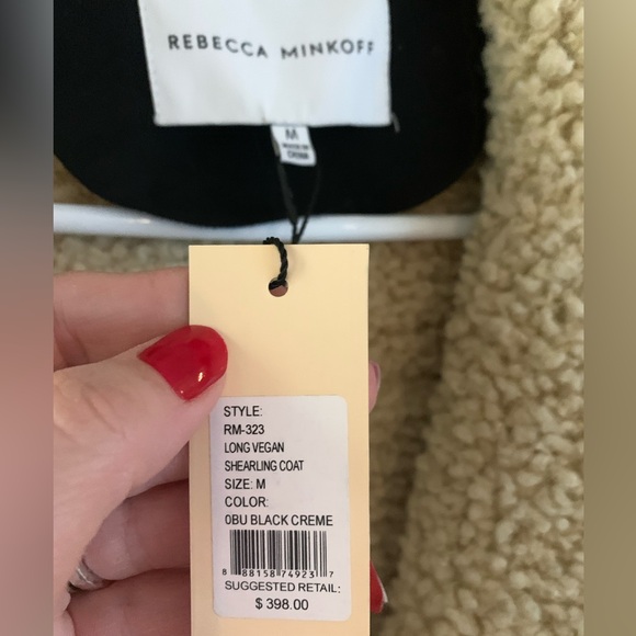 NWT Rebecca Minkoff M Boho Vegan Suede Shearling Wool Designer Coat Black $398 - Picture 15 of 15